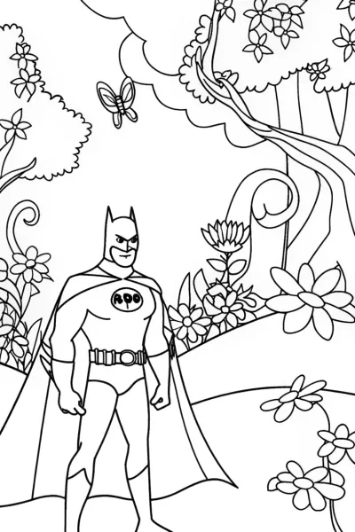 Batman and the Enchanted Garden Coloring Page