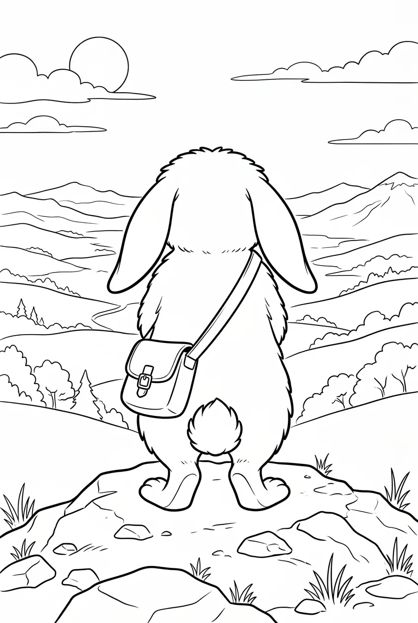 Example coloring page for the Back-to-camera angle prompt