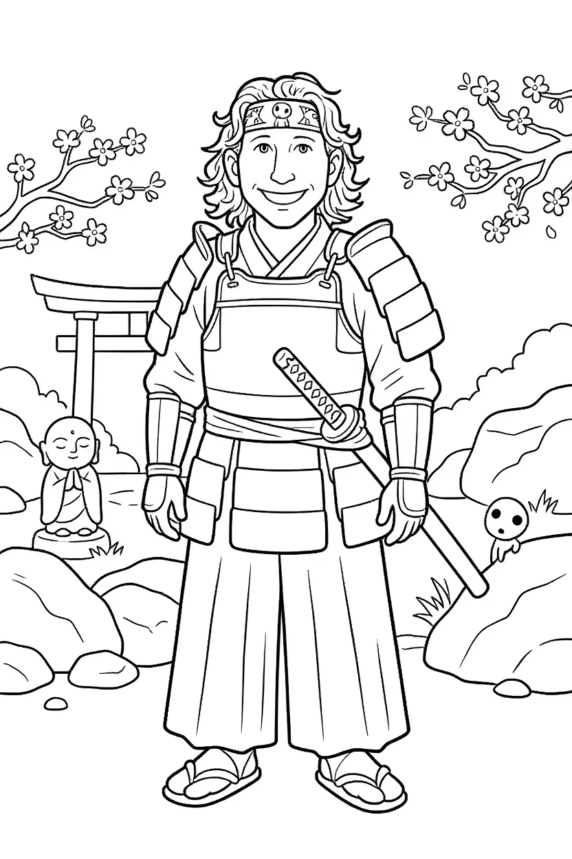 Same character in samurai style scene