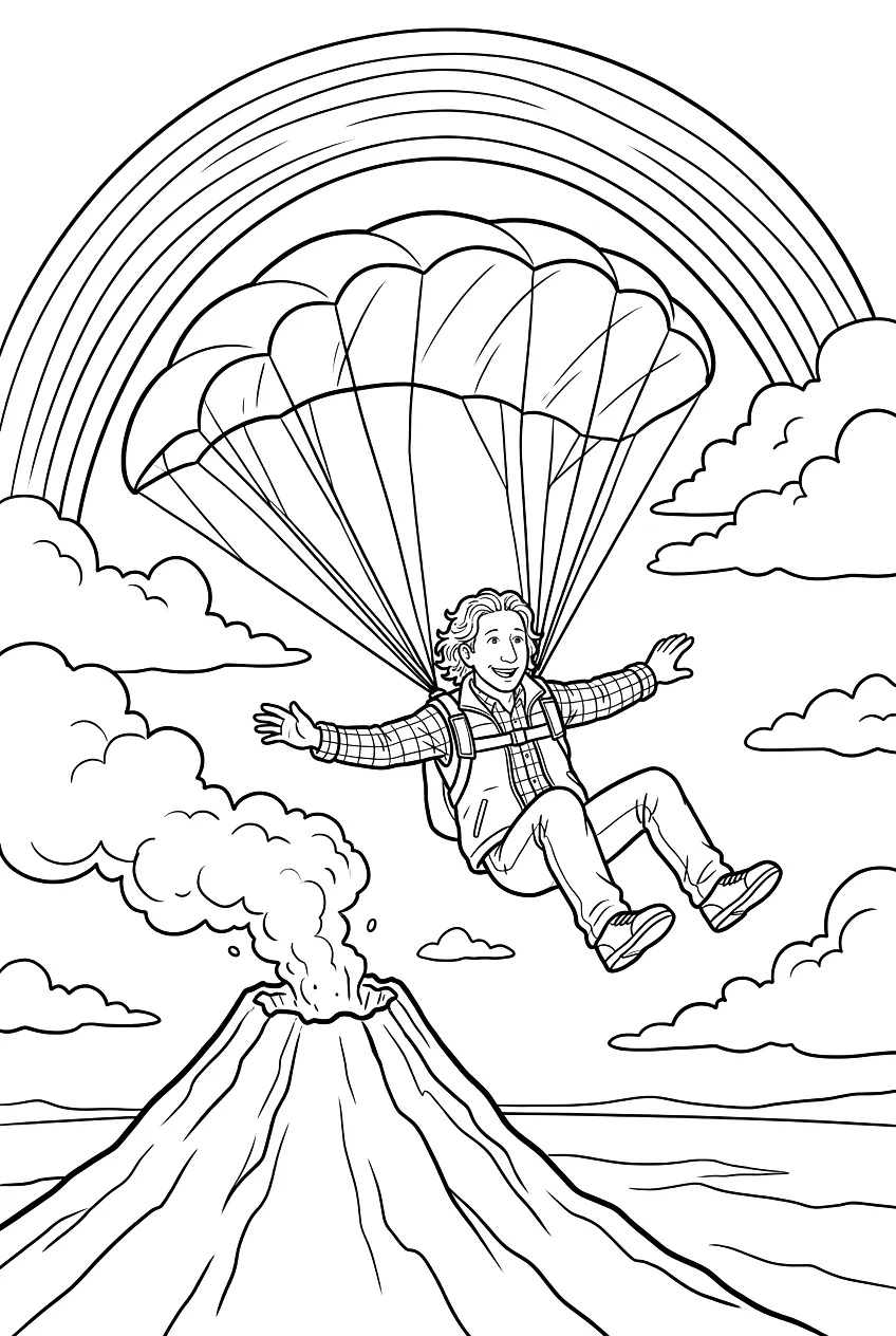 Same character in a sky diving action scene