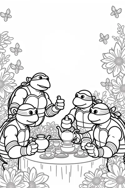 TMNT tea party in the garden