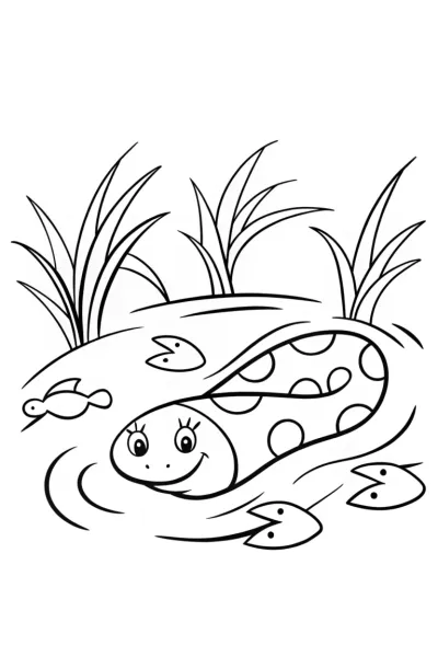Electric Eels in a Serene Stream Coloring Page