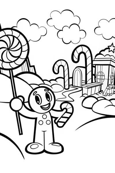 Huggy Wuggy’s Candy Factory Coloring Page