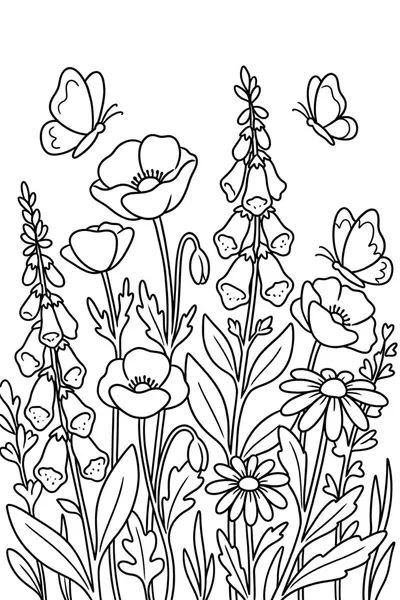 Butterfly Wildflower Garden Coloring Page