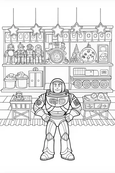 Buzz Lightyear in the Toy Aisle Coloring Page