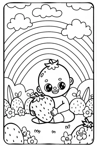Baby’s Rainbow Garden Adventure Coloring Page