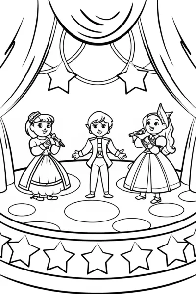 Stars performing on a moon stage