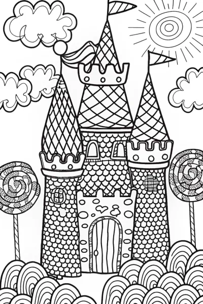 Ice Cream Castle Adventure Coloring Page