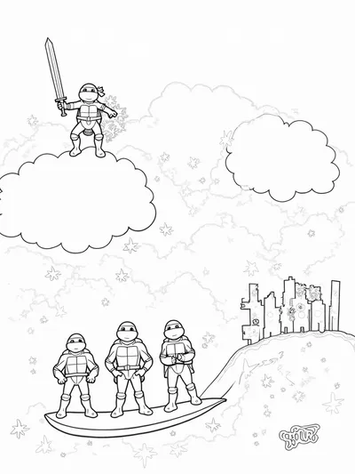 Leonardo riding a fluffy cloud