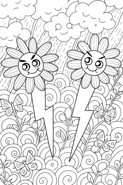 Lightning Bolt Garden Race Coloring Page