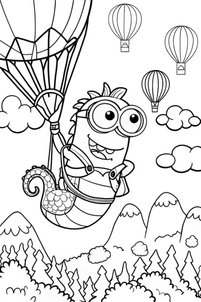 Minion’s Balloon Adventure Coloring Page