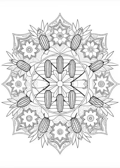Cactus Mandala: Desert Bloom Coloring Page