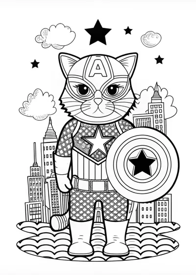 Captain Cat in the City Coloring Adventure