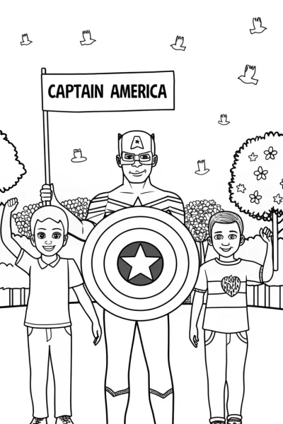 Captain America’s Shield of Peace Coloring Page