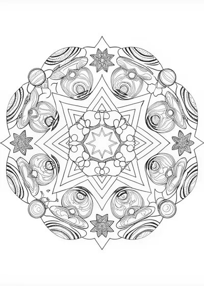 Celestial Mandala Dreams Coloring Page