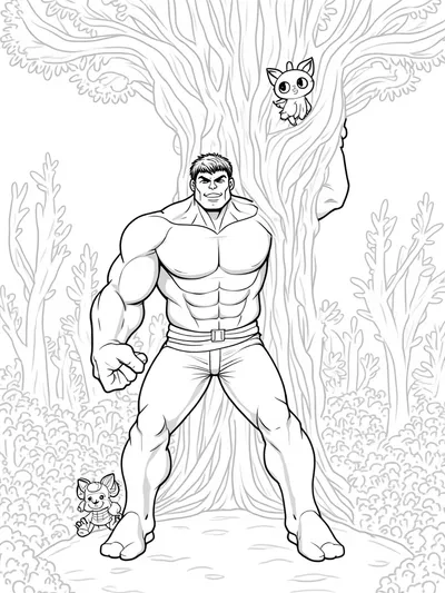 Hulk lifting a giant tree