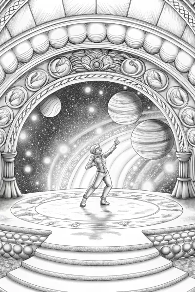 Venom dancing in a cosmic theater