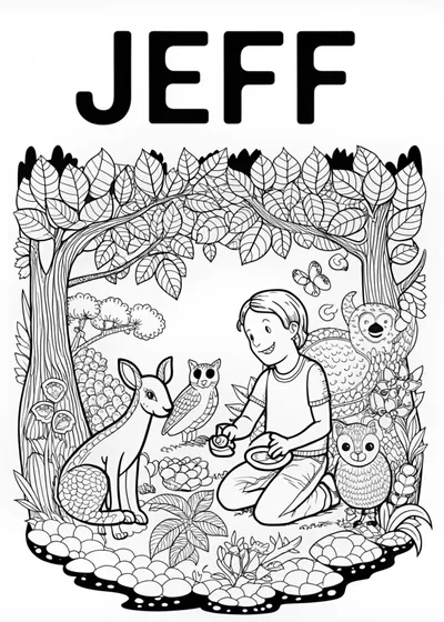 Coloring Fun with Jeff and Forest Friends