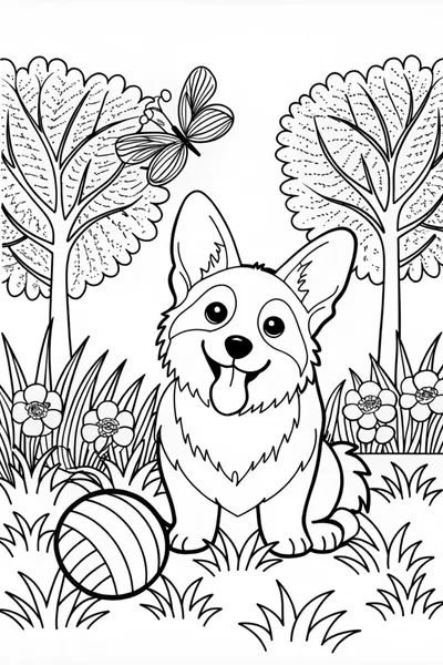 Smiling Corgi Coloring Fun