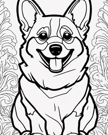 A coloring page of Corgi