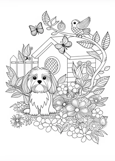 Fluffy Dog in a Swirly Background