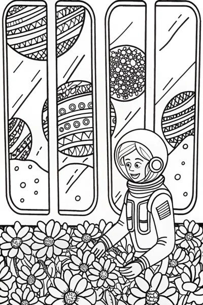 Barbie’s Space Garden Adventure Coloring Page