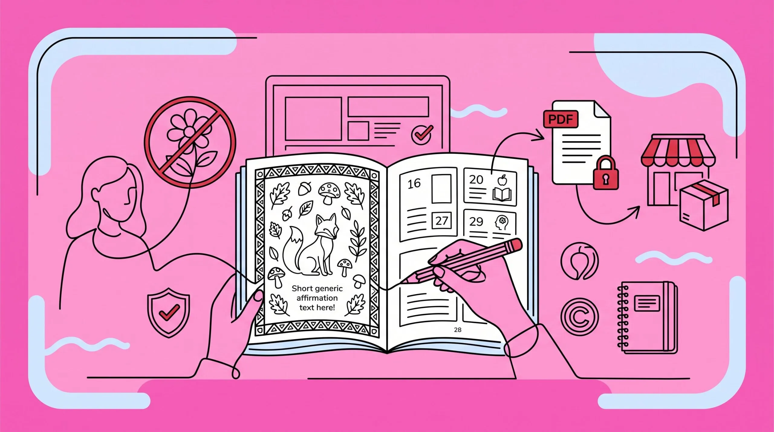 A coloring page of Can you sell Canva-made coloring books? A practical guide to licensing and original designs
