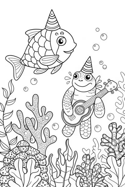 Underwater Summer Fiesta Coloring Page
