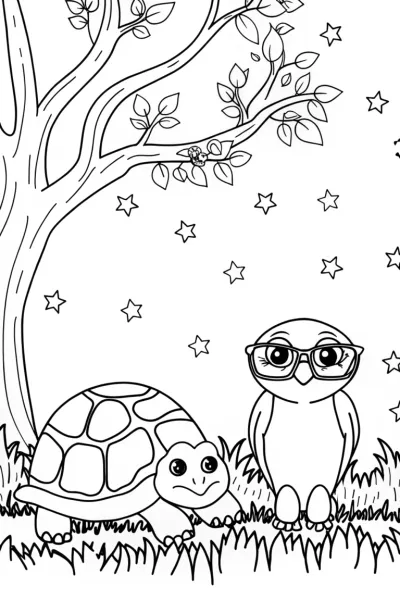 Summer Starry Night Adventure Coloring Page