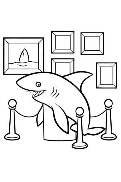 Shark hosting an art gallery