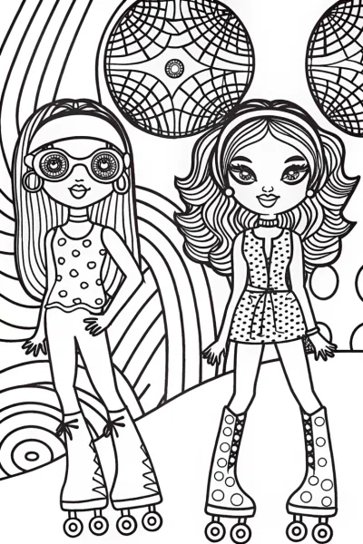 Bratz Dolls Roller Disco Coloring Page