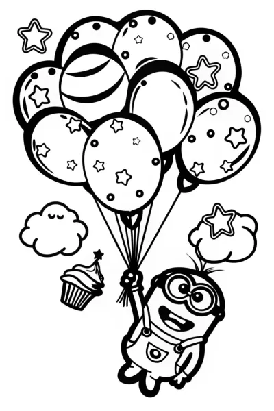 Minion’s Dreamy Balloon Adventure Coloring Page