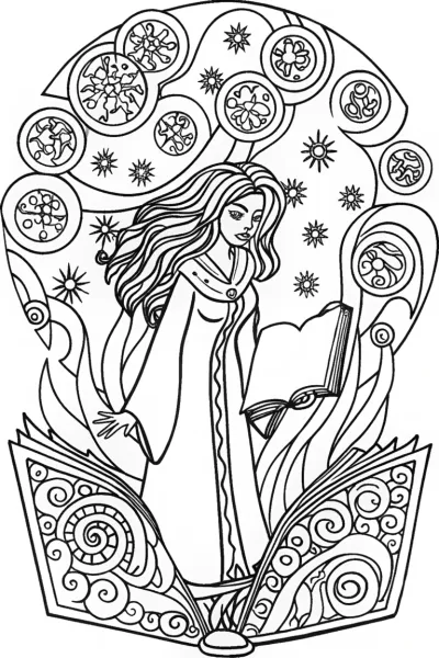 The Summoning of the Celestial Beasts Coloring Page