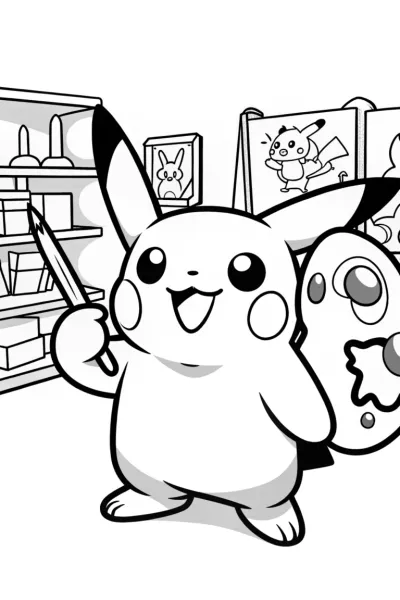 Pikachu’s Crafty Adventure Coloring Page