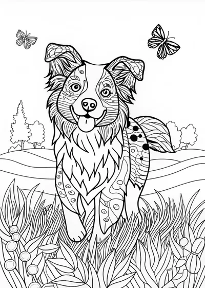 Border Collie Portrait Coloring Page