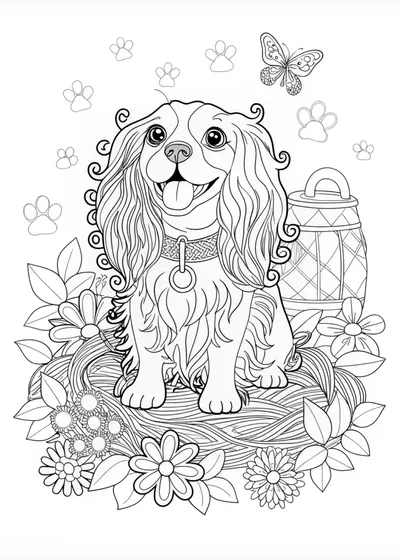 Cavalier King Charles Spaniel Portrait Coloring Page