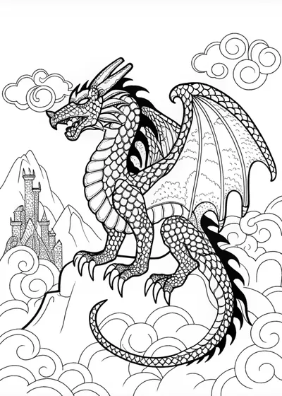 Ferocious Dragon Coloring Page