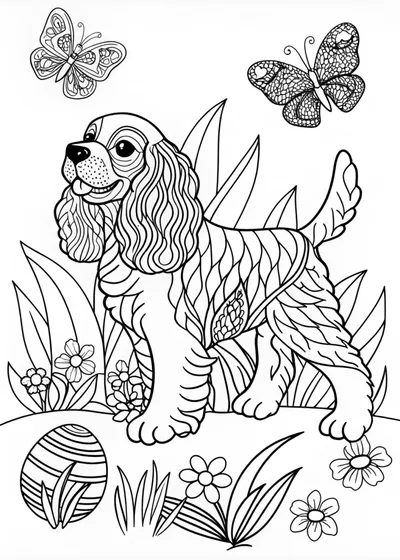 Springer Spaniel Portrait Coloring Page