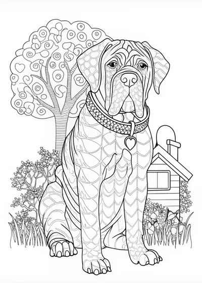 Mastiff Dog Coloring Page