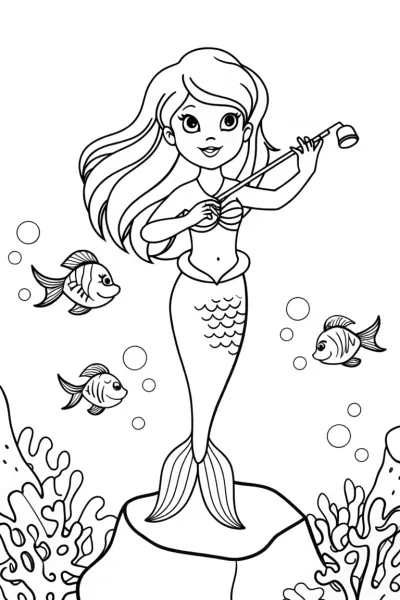 Mermaid conducting an ocean symphony