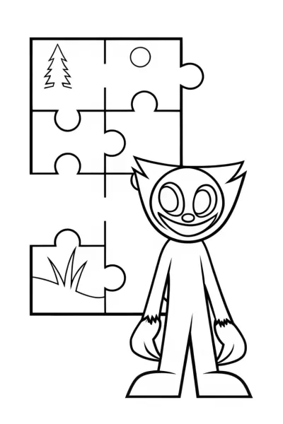 Huggy Wuggy on a puzzle adventure