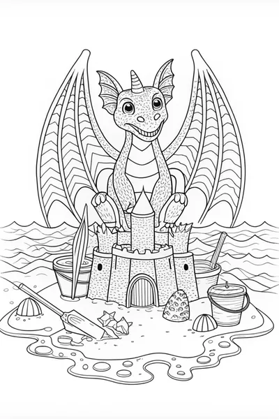 Majestic Dragon on Mountain Coloring Page