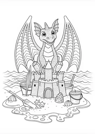 Majestic Dragon on Mountain Coloring Page