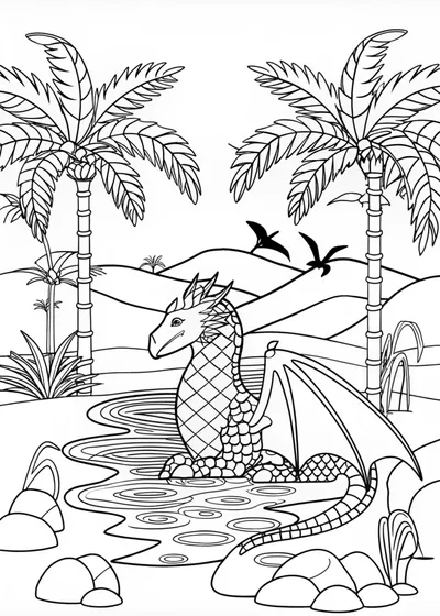 Majestic Desert Dragon Coloring Page
