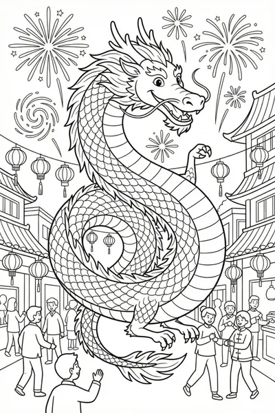 Dragon Festival Celebration Coloring Page