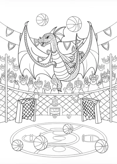 Mighty Dragon in Flight Coloring Page