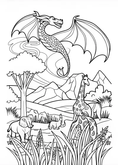 Majestic Mountain Dragon Coloring Page