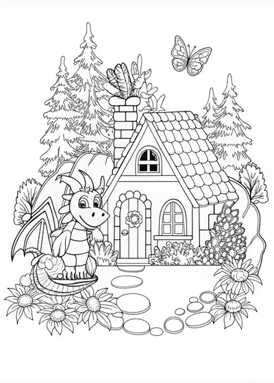 Dragon Guarding the Enchanted Cottage