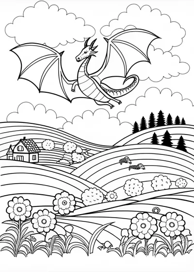 Legendary Mountain Dragon Coloring Page