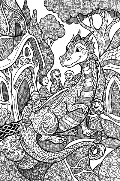 Dragon’s Village Playtime Coloring Page